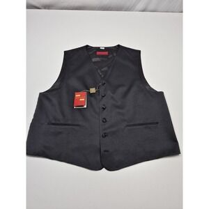Mantoni Suit Vest Mens 50 Black 100% Silk Satin Tuxedo Belted Formal Wedding